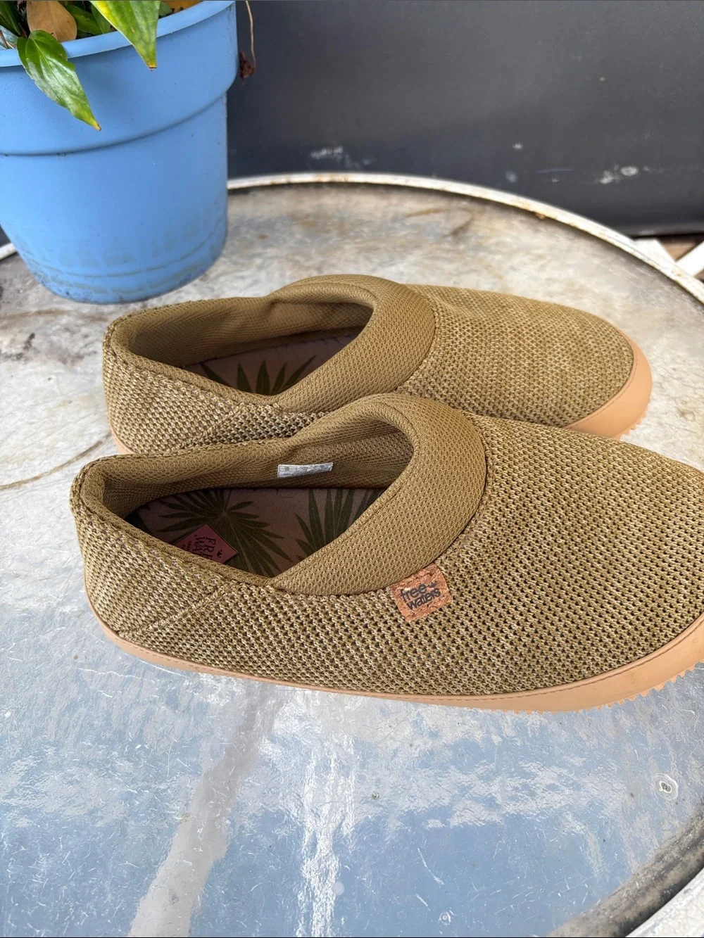 Teva Men's Olive Slip-On Mesh Loafers with Tan Sole